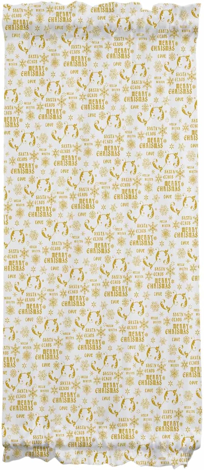 Christmas French Door Curtain Panel for Front Door, Merry Christmas Words Yellow Slidelight Door Curtains with Tieback Light Filtering Privacy Panels for Doorway Entryway 25"x 40"