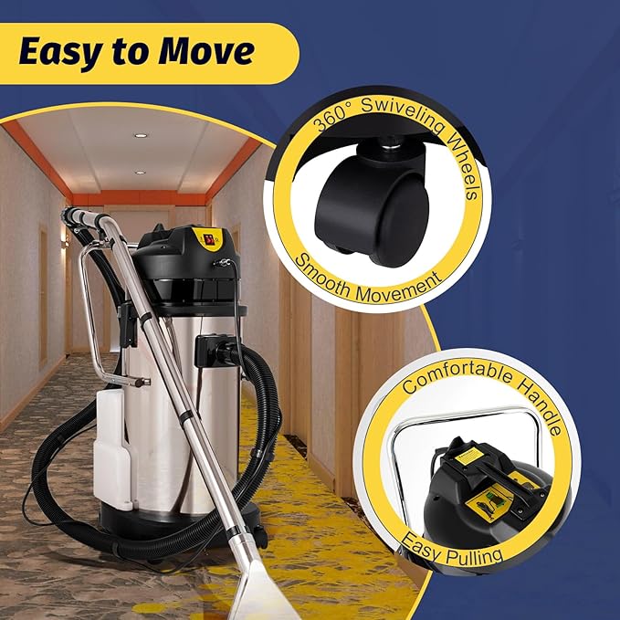 40L/11Gal Commercial Cleaning Machine, Portable 2 in 1 Multi-Purpose Wet Dry Vacuum Cleaner Extractor 110V 1034W Vacuum Extractor Dust Cleaner with Universal Wheels (40L)