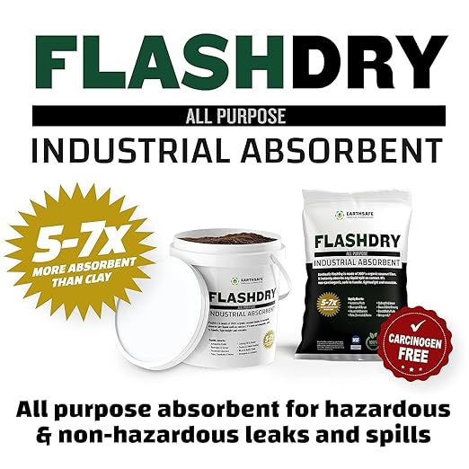 FLASHDRY All Purpose Organic Industrial Absorbent, 1 Pallet of 48 50L Bags, 100% Organic Coconut Fiber, 5-7x More Absorbent Than Clay, Quickly Absorbs Every Type of Spill, Reusable, OSHA Compliant