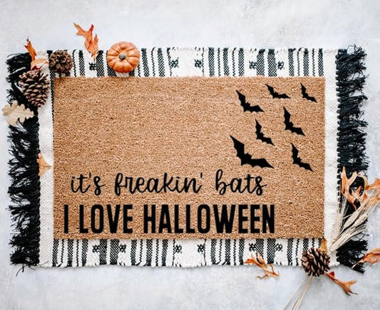 It's Crazy Bat Doormat, Fall Doormat, Halloween Doormat, Horror Season, Fall Decoration, Halloween Decoration, Bat Doormat, Horror Doormat Home Kitchen Entrance Low Pile Non-Slip Door Mat 32x20in