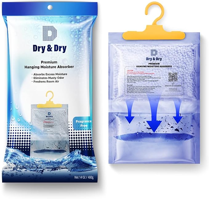 Dry & Dry 14 Packs [Net 7 Oz/Pack] Moisture Absorbers Dehumidifiers for Home Dehumidifier for Basement, Bedroom - Dehumidifiers Moisture Absorbers