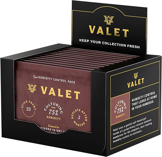Valet 75% Two-Way Humidity Packs 12-Pack (60g), Bulk Two-Way Humidity Control Packs for Moisture Restoration & Leaky Wood Storage, Made in USA