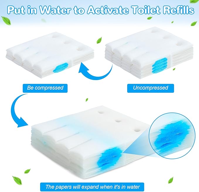 Effacera 36 Refills Disposable Toilet Bowl Paper Bulk Toilet Fresh Flushable Refills for Bathroom Brush Accessories Supplies Starter Kit (Ocean Scent)
