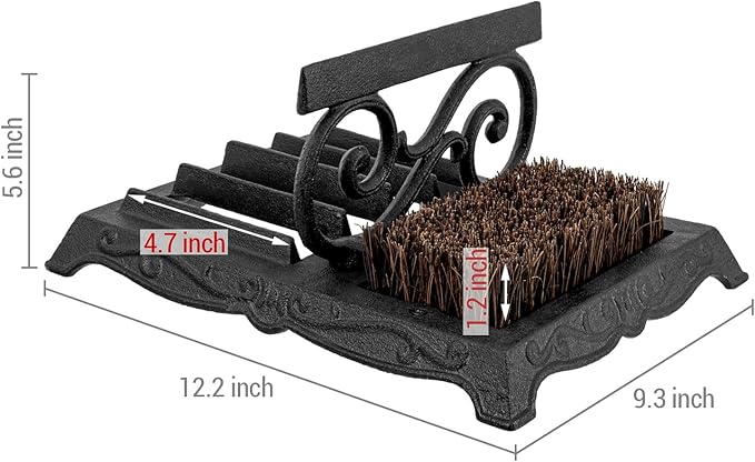 MyGift Boot Brush Scraper Outdoor, Heavy Duty Cast Iron Shoe Scrubber Mat, Footwear Bottom Dirt Cleaner and Mud Puller for Porch or Patio, Vintage Black