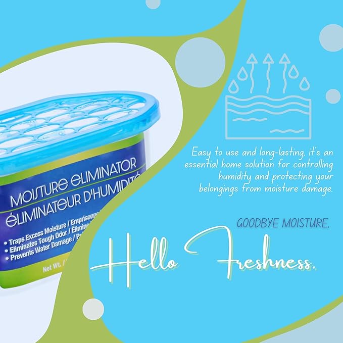 Blue Moisture Eliminator, 9.8 oz Each – Humidity Absorber Odor Reducer for Closet Bathroom Basement Kitchen RV Storage – Long-Lasting Freshness & Dampness Control Home Office Essential Gift
