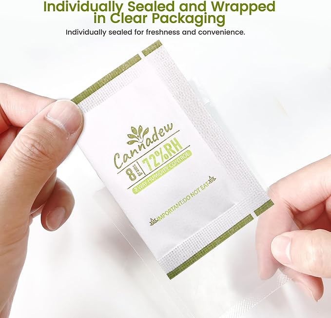72% RH, 8g (15 Pack) Cannadew Humidity Packs Two-Way Humidity Control Pack - Moisture Absorbers & Hydration Packets for Curing and Storage