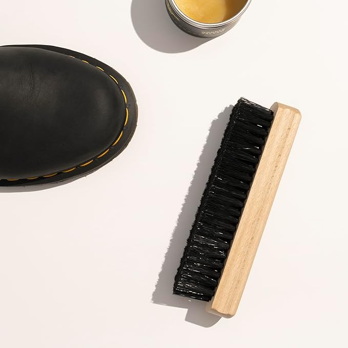 Konex Shoe Brush - Natural Beechwood Handle Handcrafted Wooden Shoe Cleaning Brush - Thick Synthetic Konex Fiber Bristle - Shoe Brushes for Cleaning with Quick and Lasting Use