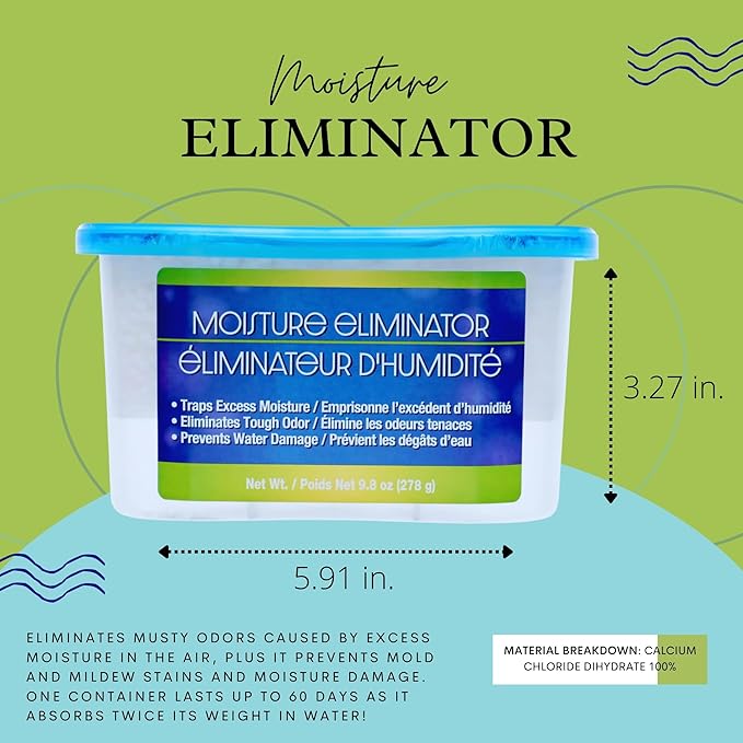 Blue Moisture Eliminator, 9.8 oz Each – Humidity Absorber Odor Reducer for Closet Bathroom Basement Kitchen RV Storage – Long-Lasting Freshness & Dampness Control Home Office Essential Gift