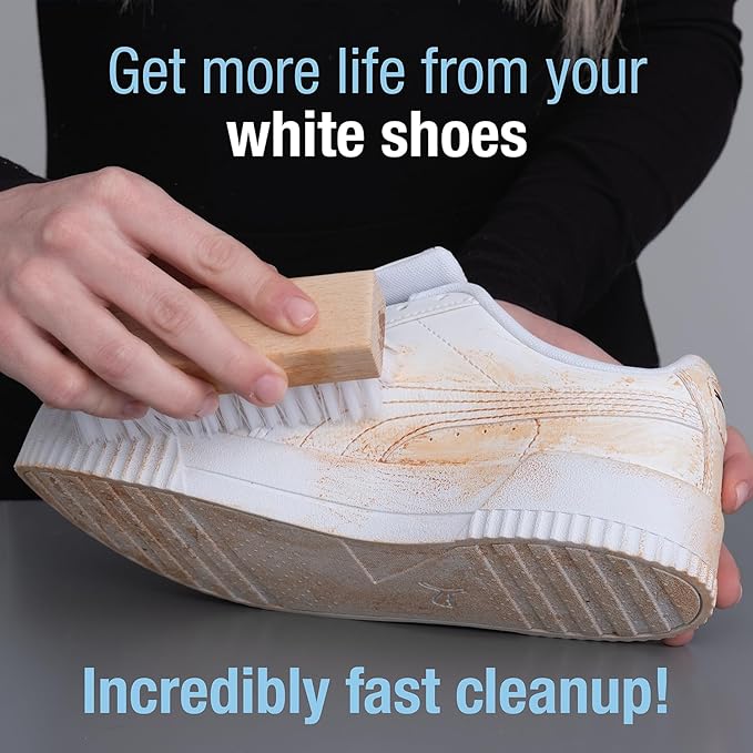 CleanKicks Shoe Cleaning Kit - Footwear Cleaner for Sneakers, Boots, Cleats, and Many Other Shoe Types - (4 Ounce Bottle and Brush). Packaging May Vary Between Green and Blue.