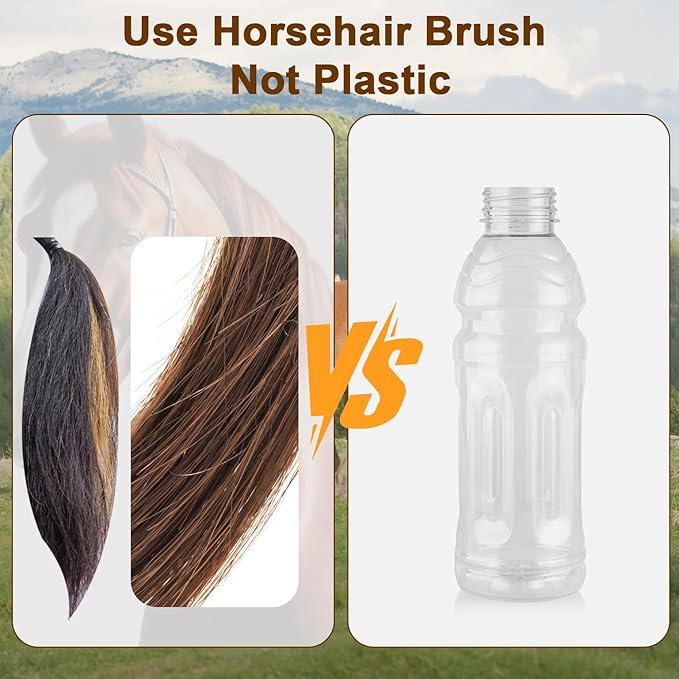 Professional 100% Horsehair Shoe Brush Premium Soft Horsehair Dauber Applicators for Leather Shoes, Boots, Coats & Purses, Curved Handle for Comfortable Grip, Perfect for Leather Shine & Polish