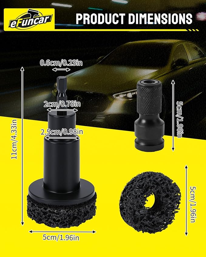 Brake Rotor Resurfacing Tool Kit, Wheel Hub Rust Removal Tool for Cars & Trucks, Wheel Stud Cleaner Fits 1/2" Impact Wrenches & Drills with 5 Abrasive Pads