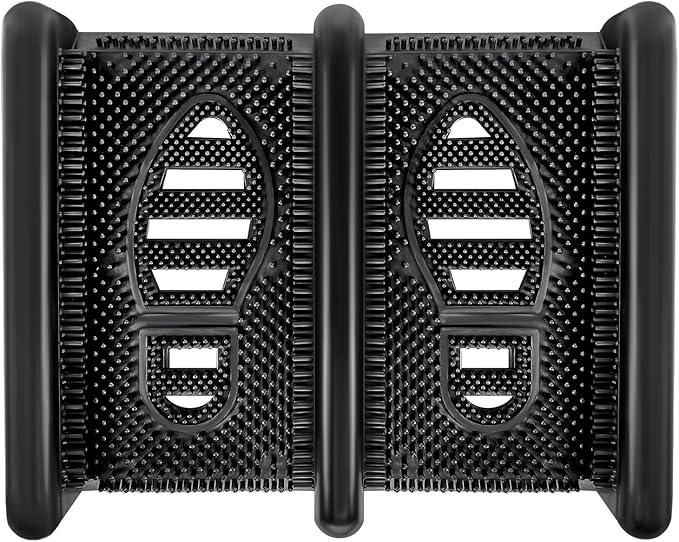 ROBLOCK Boot Brush Scraper Outdoor with Pliable Rubber Fingers, Portable Shoe & Boot Scraper for Outdoor Entry, Removes Snow, Sand, Mud from Soles & Edges, 15''x12 All Weather Flat Mud Chucker, Black