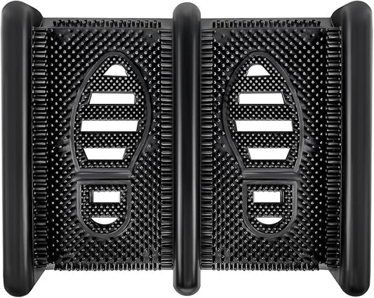 ROBLOCK Boot Brush Scraper Outdoor with Pliable Rubber Fingers, Portable Shoe & Boot Scraper for Outdoor Entry, Removes Snow, Sand, Mud from Soles & Edges, 15''x12 All Weather Flat Mud Chucker, Black