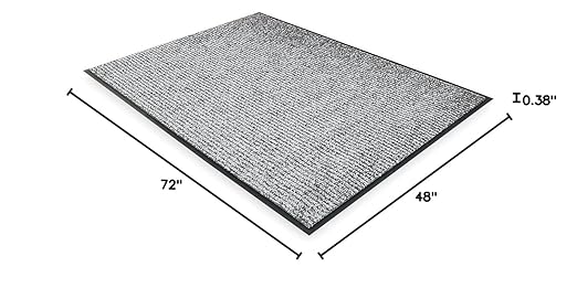 Notrax Heritage Rib™ Commercial Indoor Door Mat Office Rugs – 4' x 6' Gray Front Door Mat with Double Rib 22oz Yarn, Non-Slip Vinyl Backing – Durable Entryway Rug Made in The USA – 117S0046GY