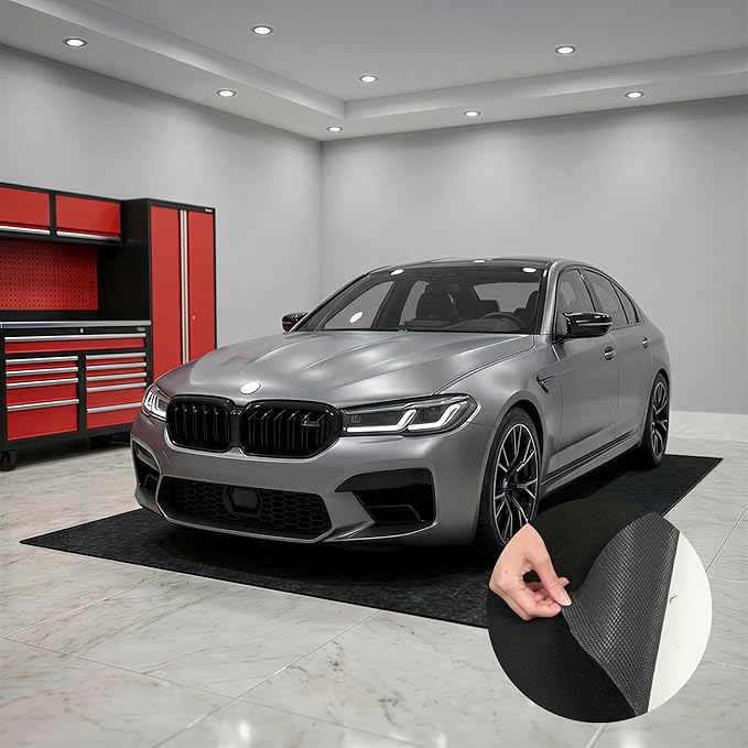 FLEXIMOUNTS 17' x 8' Garage Floor Mat Oil Spill Mat with Waterproof Slip-Resistant Backing, Waterproof Rubber Backing Floor Protection Shop Toolbox Containment Carpet, Absorbent, Slip-Resistant