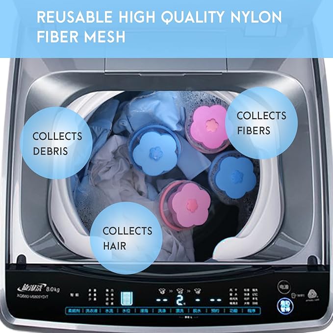 Pet Hair Remover for Laundry,Lint Catcher for Washing Machine, Laundry Pet Hair Catcher, 2026 Upgraded Floating Hair Filter Mesh Removal, Cat and Dog Hair Washing Machine Catcher; 4 Piece