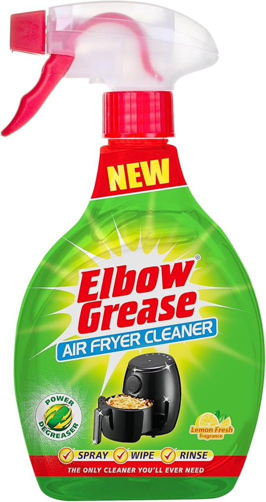 Elbow Grease Air Fryer Cleaner Spray | Spray, Foam, Wipe, Rinse - Cuts Through Dirt, Grease & Grime (Lemon Fresh, 500ml)