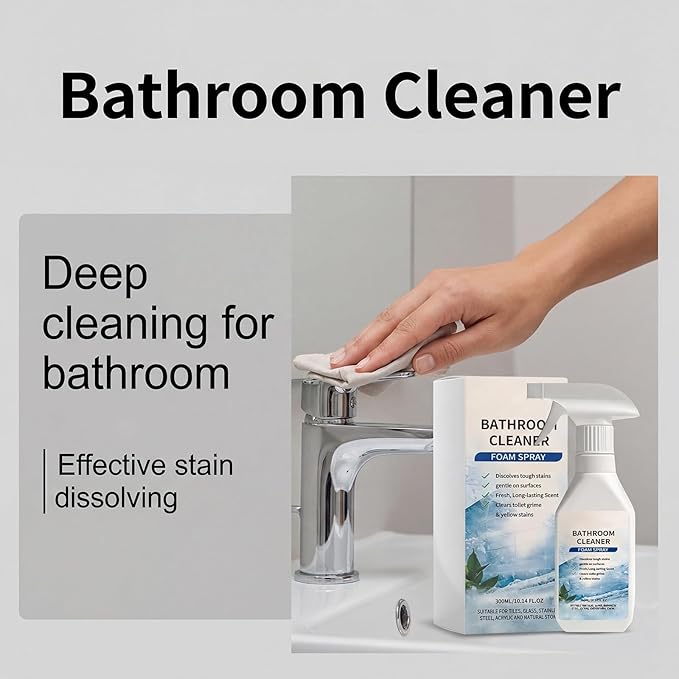 Bathroom Descaler Foam Cleaner Spray, Foaming Bathroom Cleaner for Limescale Remover, Hard Water Stain & Soap Scum Remover, Multi Surface Bathroom Cleaner for Shower,Glass Door, Sink & Faucet ﻿ (3pcs)