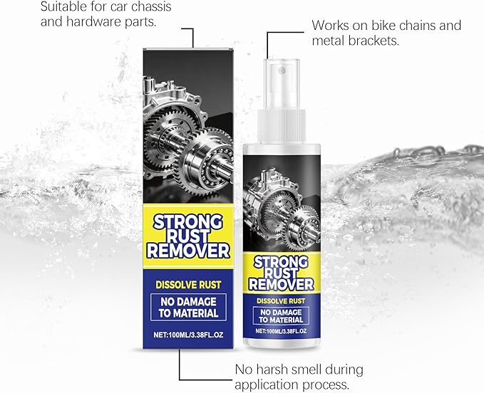 Rust Remover Spray for Metal, Multipurpose Rust Stain Remover, Heavy Duty Metal Cleaner for Vehicles, Tools, Chains, Iron Out Rust Stain Remover