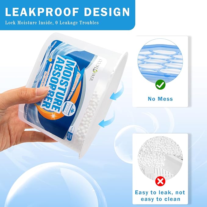 6-Pack Moisture Absorber, 9.8 oz (277g), Traps Moisture & Humidity, Portable Dehumidifier for Closets, Bathrooms, Toilets, Study Rooms, RVs, Basements