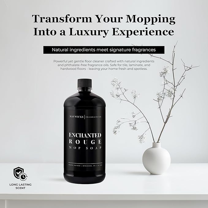 Mavwicks Fragrances - Luxury Mop Soap (Enchanted Rouge) 32 Oz – Enchanted Rouge Scented Floor Cleaner for Mopping – Pet Safe, Best Smelling Mop Detergent for All Surfaces