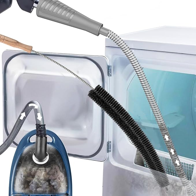 Sealegend Dryer Vent Cleaner Kit Dryer Lint Vac Attachment with Brush, Lint Remover, Dryer Vent Vacuum Hose Cleaning Tools, Grey