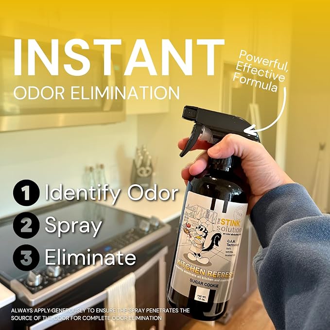 The Stink Solution Kitchen Odor Eliminator For Strong Odor: Garbage Can & Refrigerator Deodorizer, Cooking & Trash Smell Remover 1 16 oz Bottle (Sugar Cookie Scent)