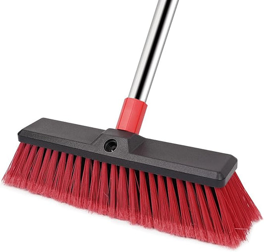 14” Push Broom Outdoor with 70” Long Handle - Heavy Duty Shop Broom for Garage, Patio, Driveway, Yard, Deck Cleaning