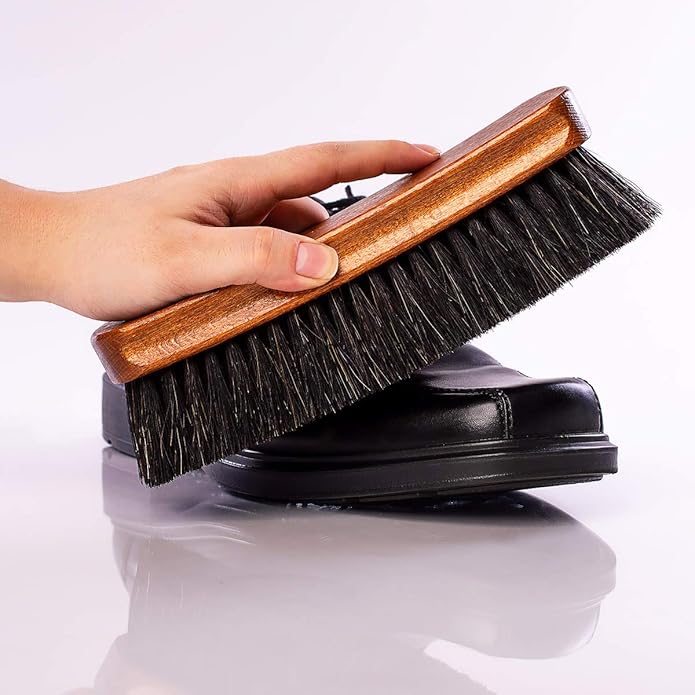 VALENTINO GAREMI Shoe Brush | Luxury Shining Polishing & Buffing Brush - Large 8 Inch | Genuine Horse Hair | Made in Germany