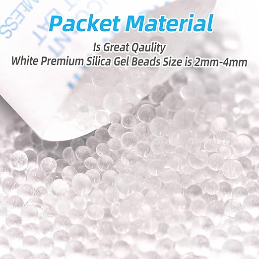 Wisesorb 60Pcs 10 Gram Silica Gel Packs, Food Grade Moisture Absorbers, Silica Packets,Moisture Absobering for Food Storage,Desiccant Packs