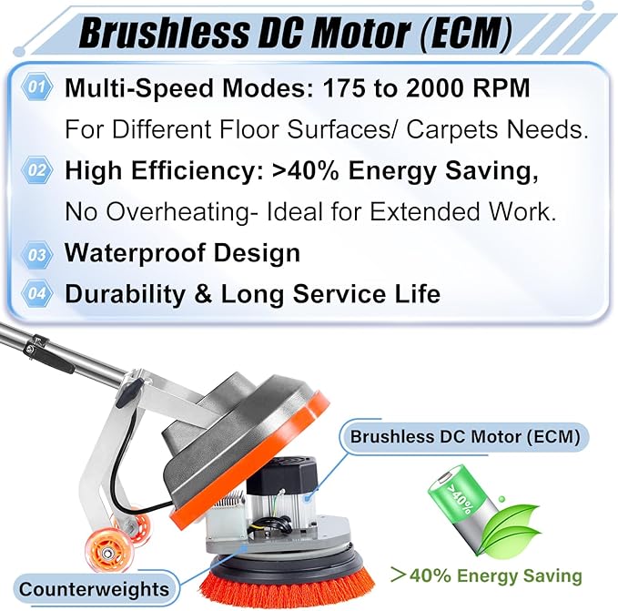 HHQ Commercial Floor Scrubber Machine, Heavy Duty Orbital Floor Cleaner, Multi-Functional Floor Buffer Polisher Machine- Deep Cleaning Tile and Grout, Hardwood Floors and Carpets with Ease, Orb-5