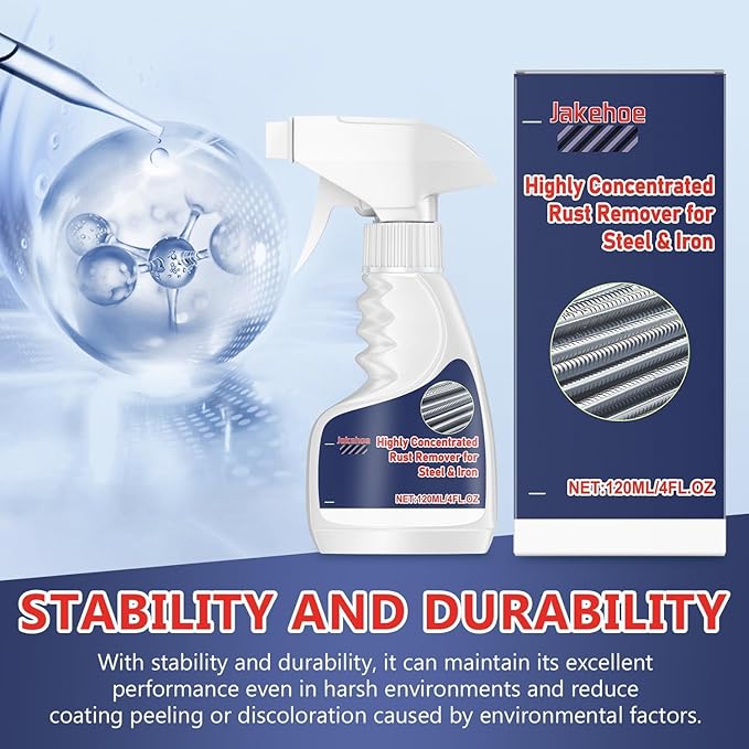 Rust Remover, Heavy Duty Rust Removal for Metal, Highly Concentrated Rust Stain Remover, Fast Acting Rust Removal for Tools, Stainless Steel & Automotive Parts (2pcs)
