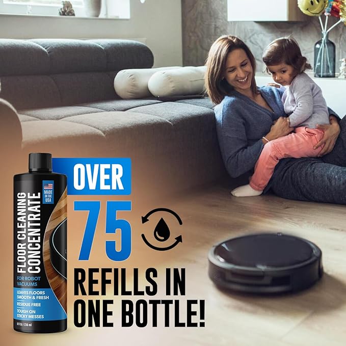 Samorillo Robot Vacuum Floor Cleaning Concentrate for Mops - 75+ Refills Per Bottle - Compatible with Roborock, Tineco, iFloor, Etc. - Hardwood & Multi-Surface - Made in USA - Non-Toxic, Residue-Free