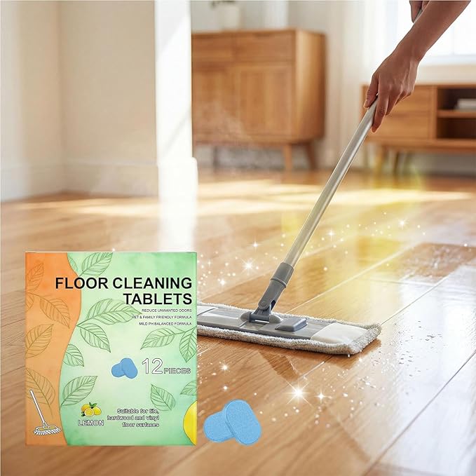24pcs Floor Cleaning Tablets, Lemongrass Scent Clean Sheets For Floor, Effective Floors Cleaner Tablets Solution, Concentrated Tile Cleaning Sheets For Marble, Laminate, Tiles, Kitchen, Bedroom