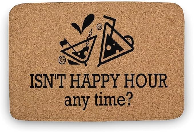 Isn't Happy Hour Any Time Soft Low Profile Doormat for Entrance Way Indoor Front Porch Mat Non Slip Kitchen Mats 18x30 Inch