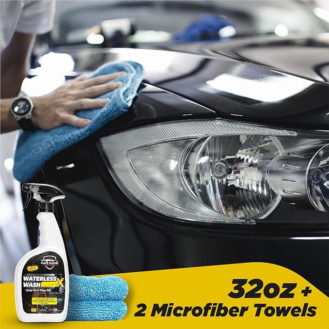 Waterless Wash X-Car Detailing Without Water | Quick Detailer for Any Vehicle-Wash in Your Garage, at Work, or Anywhere-Spray On & Wipe Off (128 oz Concentrate)