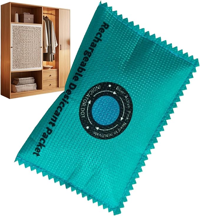 Moisture Absorber Bag – Reusable Silica Gel Dehumidifier, Color Indicator Drying Pack, Compact Portable Design | Damp Control Solution For Car Interior Wardrobe Basement Bathroom RV Storage