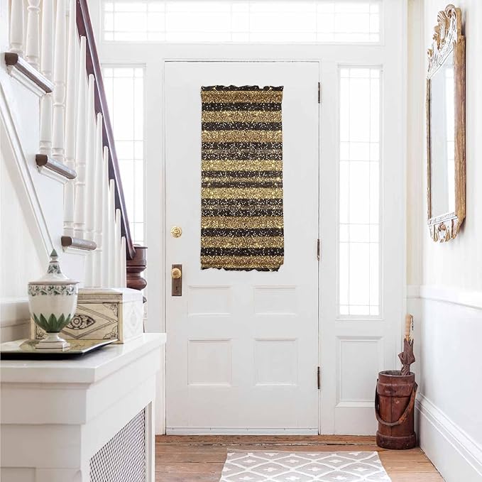 French Door Curtain Panel for Front Door, Sparkle Gold Brown Dots Texture Slidelight Door Curtains with Tieback Light Filtering Privacy Panels for Doorway Entryway 25"x 40"