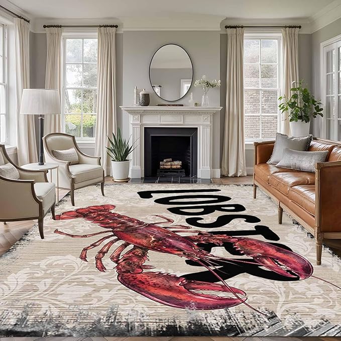 Nautical Ocean Wood Texture 9'x12' Large Area Rugs, Washable Area Rugs Non-Slip Indoor Floor Mats Large Carpet for Living Room Bedroom Dining Room
