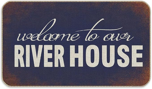 Welcome to Our River House Doormat Non-Slip Dust Floor Seasonal Spring Summer Mats Best Gifts for Parents Family Classmate 16X24Inch