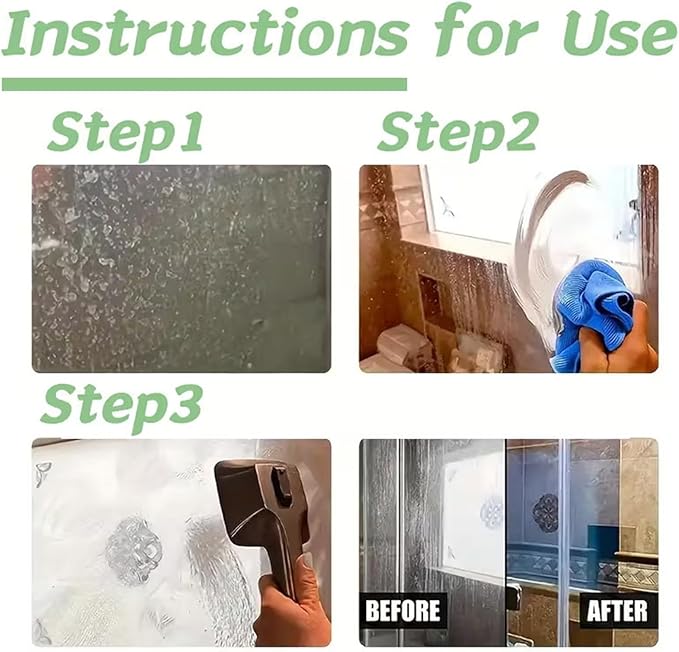 Shower Glass Cleaner - 120ml Deep Cleaning Stain Remover | Time Saving Bathroom Glass Polishing Compound For Window Mirror Faucet Ceramic Stainless Steel Patio Household