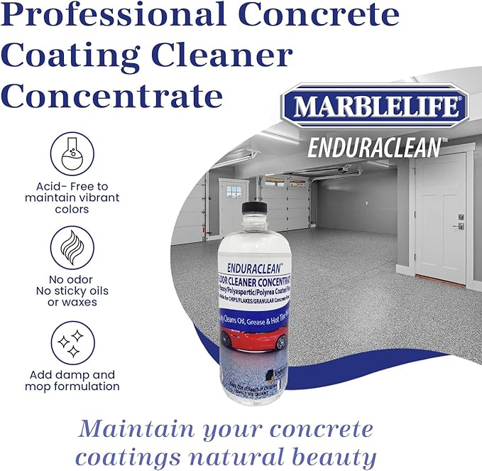 Marblelife EnduraCLEAN Garage and Indoor Concrete Floor Coating Cleaner, Effective Basement & Garage Floor Cleaner, Effective Concrete Cleaner, Ready-To-Use Cement Cleaner & Degreaser, 32 oz