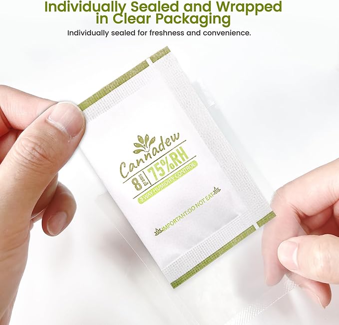 75% RH Cannadew Two-Way Humidity Control Pack 8g (30 Pack) – Moisture Absorbers & Hydration Packets for Storage