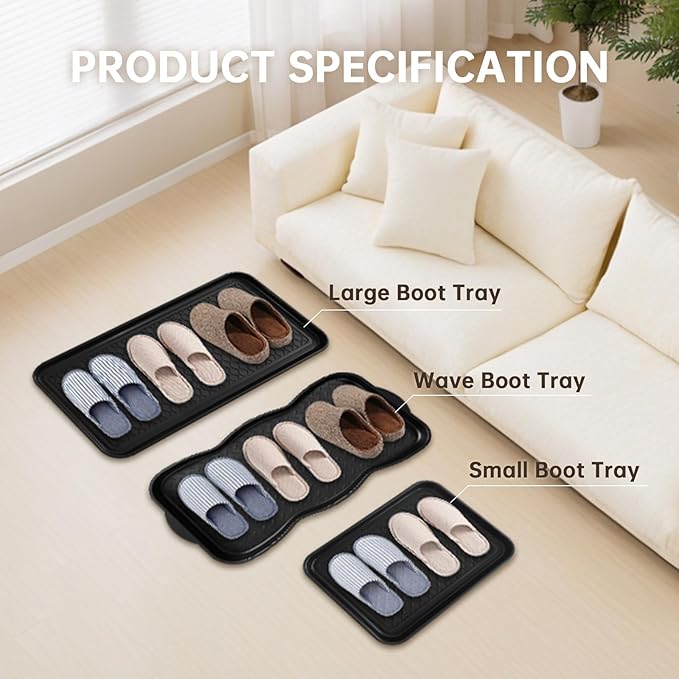 Boot Tray for Entryway, 6 Pack Waterproof Shoe Trays for Indoor Outdoor Use 20"x15" Durable Shoe Mat with Raised Edge, Non-Slip Tray for Boots, Pets, Garden & Muddy Shoes