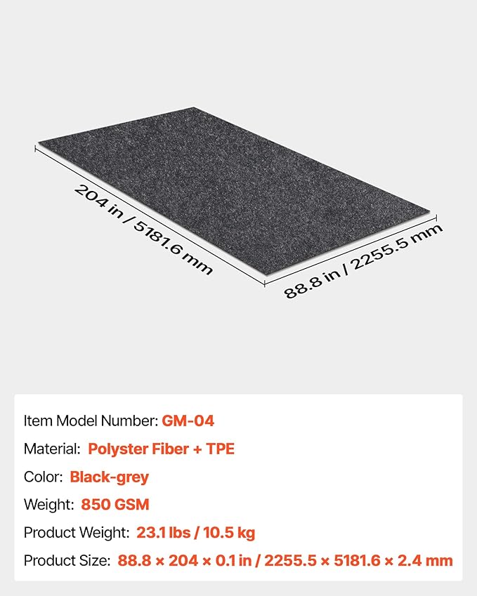 VEVOR Car Garage Mat, 7.4'x17', Shields Against Water, Snow, Rain, Mud, Oil, Durable Slip-Resistant Floor Cover with TPE Leak-Proof Backing, Simple to Maintain & Customizable Size