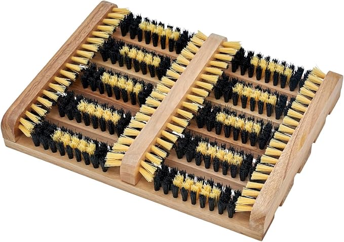 Superio Shoe and Boot Scraper, Outside Shoe Scrubber Brush 10.5 X 14 Inch - Cleans Deep Removes All Outdoor Dirt, Snow, Mud and Sand. Construction, Hiking Cleaner (Wood 3-Pack)
