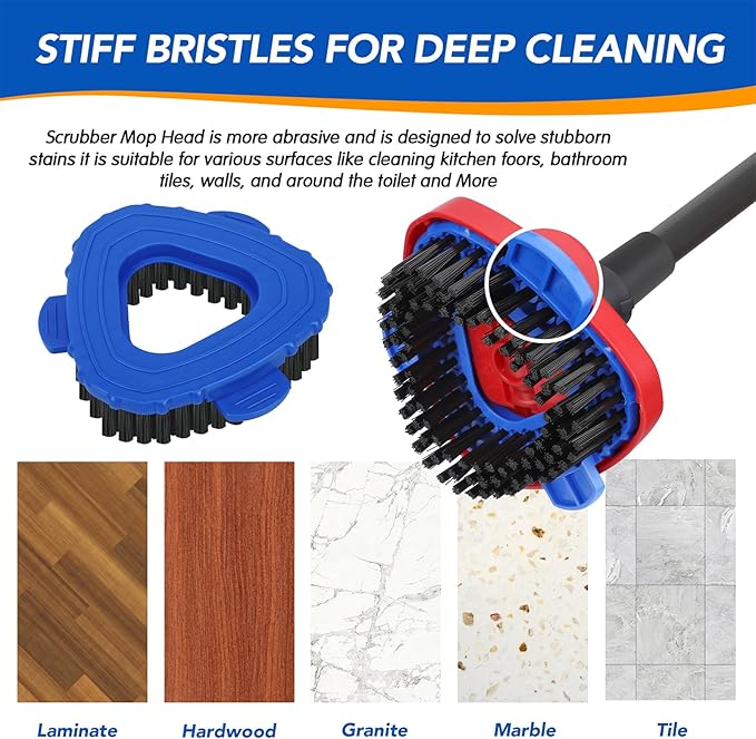 Scrub Brush Head for RinseClean 2-Tank System, Hard Bristle Spin Mop Scrub Brush Attachment for Bathroom, Kitchen, Tile & Floor Cleaning, 2 Pack