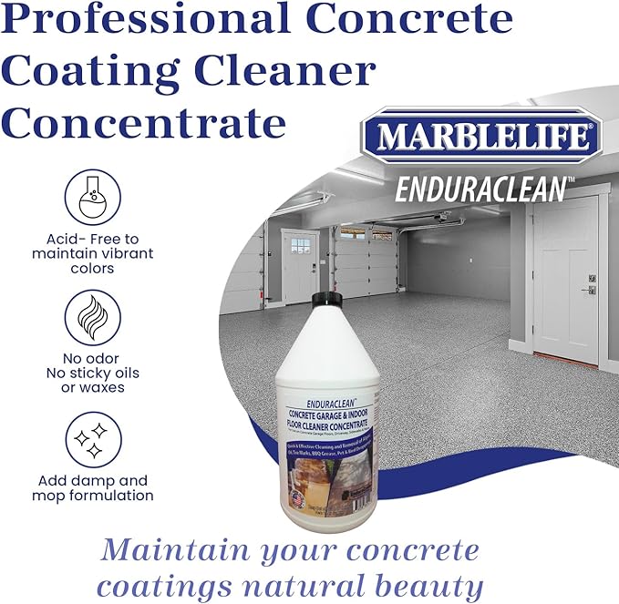 Marblelife EnduraCLEAN Garage and Indoor Concrete Floor Coating Cleaner, Effective Basement & Garage Floor Cleaner, Effective Concrete Cleaner, Ready-To-Use Cement Cleaner & Degreaser, 128 oz Refill