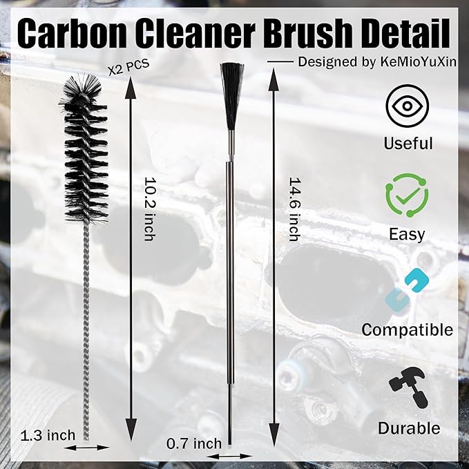 Intake Valve Carbon Cleaner Brush - 3pcs Engine Bay Cleaner Nylon Kit Carburetor Drill Cleaning Tools for Car Carb Deposit Combustion Chamber Cylinder 2 Style