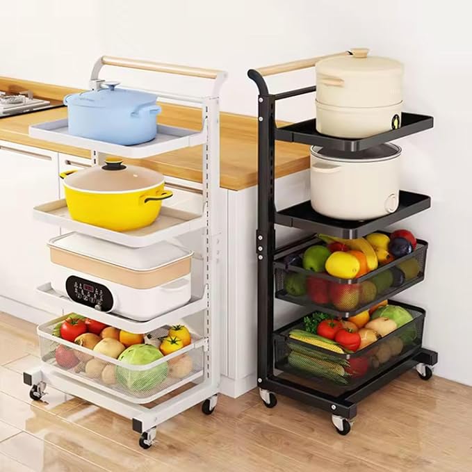 3 Tier Extendable Microwave Oven Rack Shelf with White Lid nizer Free Standing Pot Racks for Kitchen Cupboard Saucepan Racks Cupboard nizer 4 * 4 Boards White